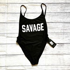 Fashion Nova Savage Black Swimsuit Size Medium